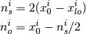 n_s^i &= 2 (x_0^i - x_{lo}^i) \\
n_o^i &= x_0^i - n_s^i / 2
